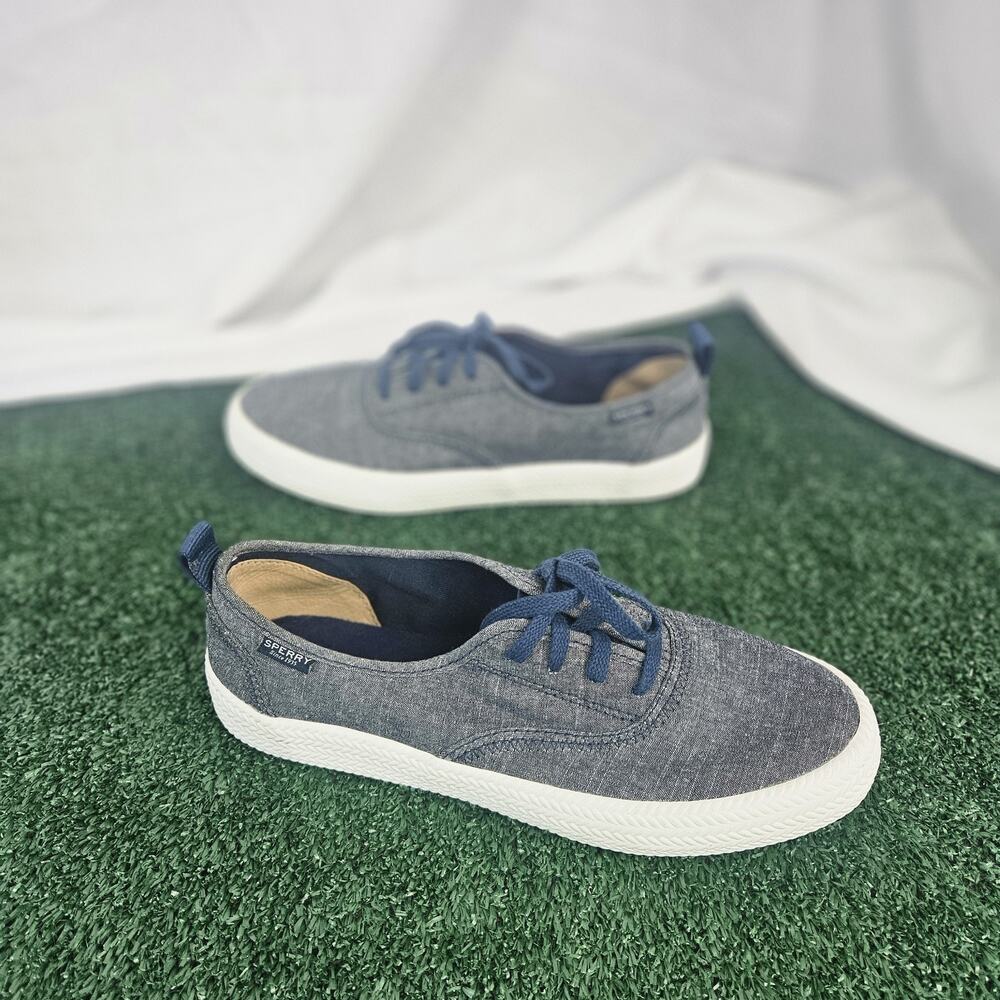 Sperry Chambray Womens Size 8 Blue Lace Up Casual Sneaker Shoes STS82337